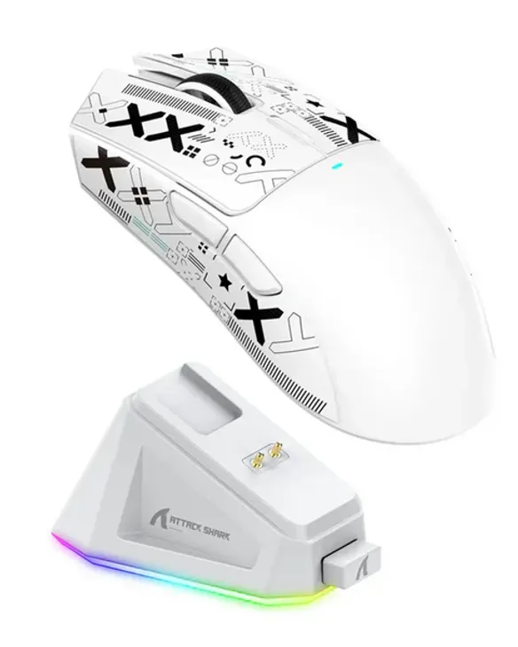MOUSE ATTACK SHARK X11 | BASE DE CARGA | INALAMBRICO - BLUETOOTH | 22,000 DPI | BLANCO - 1